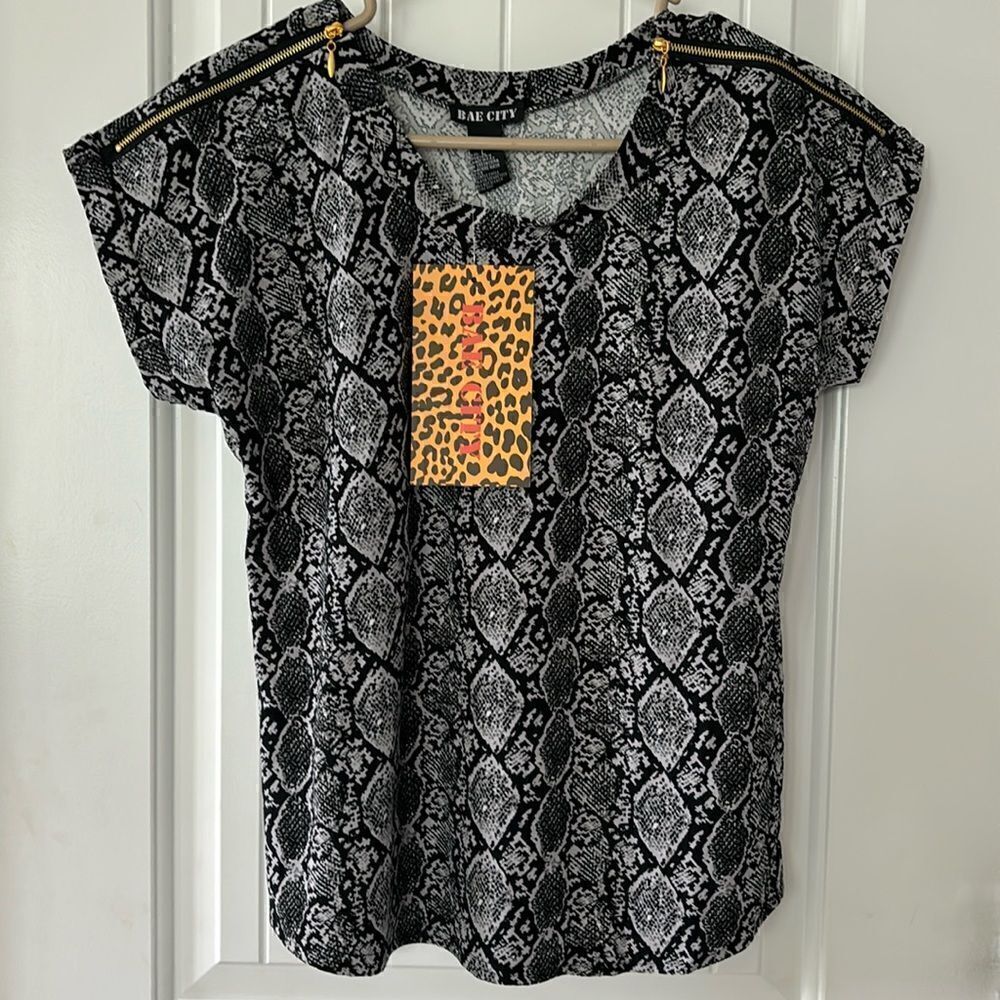 Bae City Snakeskin Print Top